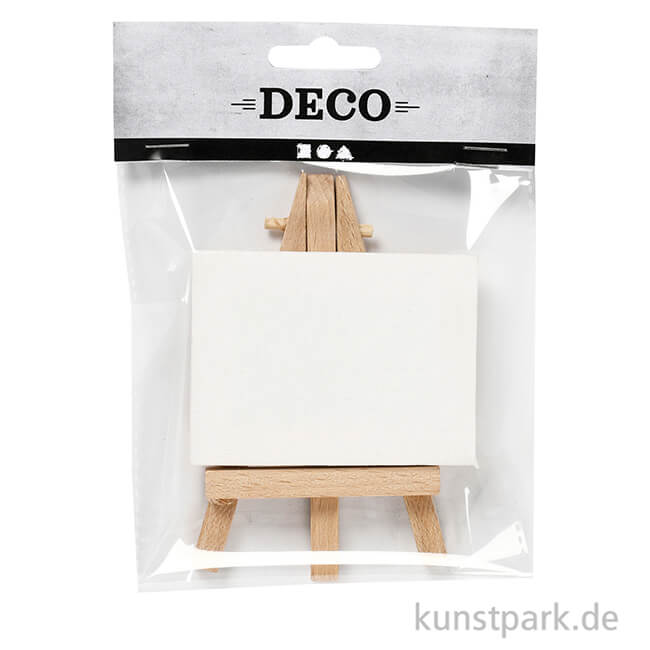 Mini Staffelei mit Leinwand, Weiß, Höhe 11,5 cm