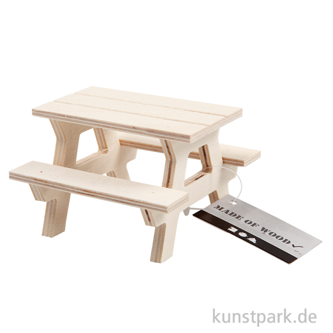 Wichtel Zubehör Möbel Miniatur Tisch und Stuhl Holz 4,5 x 4 x 3,5 cm -  2-teilig