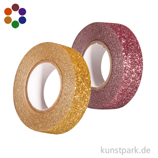 Motiv-Klebeband Washitape - Glitter - 15 mm - 5 m Rolle