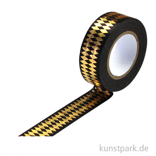 Motiv-Klebeband Washitape - Rauten gold, 15 mm, 10 m Rolle