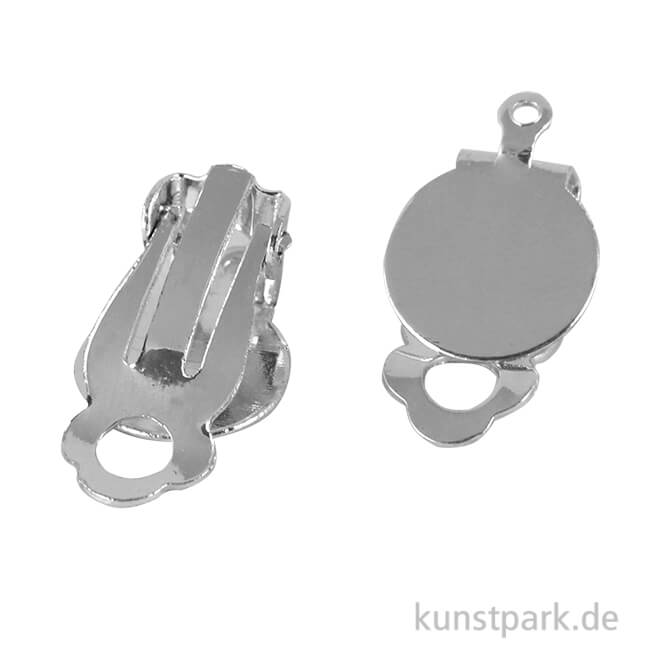 Ohrclip mit Öse - Platin, 12mm, 2 Stück