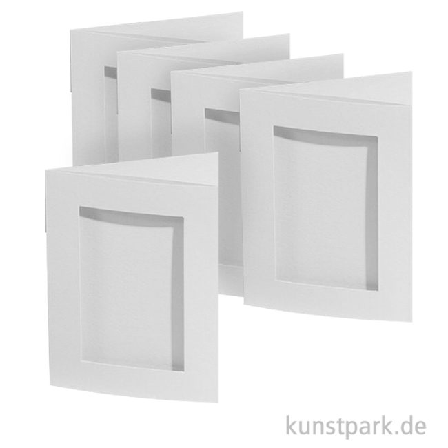 Passepartoutkarten rechteckig - Weiß, 10,5x15cm, 5 Stück mit Kuvert
