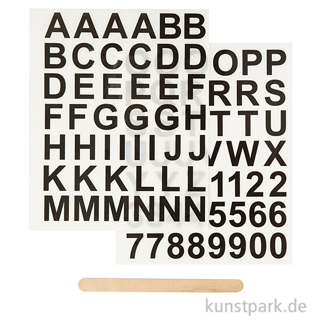Rub-on Sticker, Rubbelbuchstaben & Zahlen, Schwarz