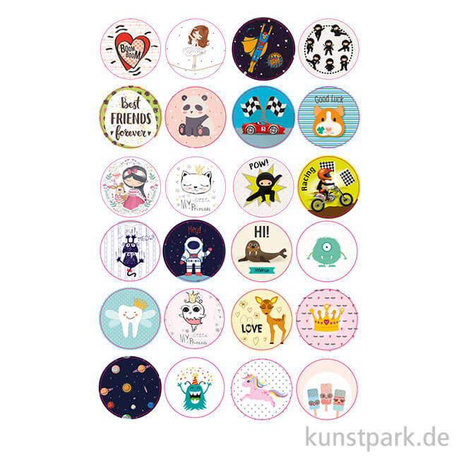 Sticker rund - Kids Time, selbstkebend, 24 Stück sortiert