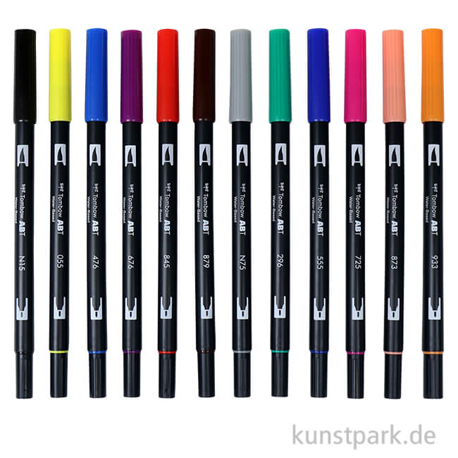 Tombow ABT Dual Brush Pens - Grey Colours (Pack of 12), ABT-12C-3