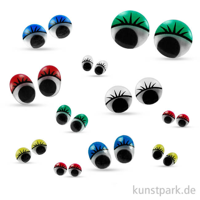 100 St/ück 1 cm verschiedene Farben ghfashion Wackelaugen mit Wimpernzubeh/ör selbstklebend