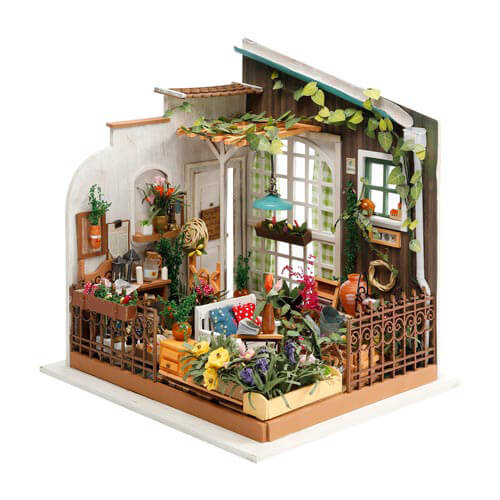 Bastelset Miniatur-Zimmer - Garten, mit umfangreichem Zubehör