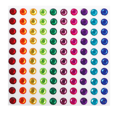 Strasssteine selbstklebend, Leuchtende Farben, 5 mm, 100 Stück